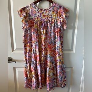 Romantic Floral Babydoll Dress Cottagecore Boho Flowy Ruffle Mini Dress S